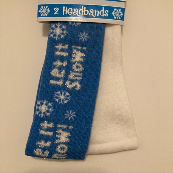 NEW Y2K 2pc Stretchy Winter Headbands Let It Snow Retro Hair Accessories - Picture 4 of 12